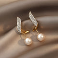 Crystal Plume Pearl Earrings
