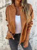 Lässige Jacke mit Reißverschluss und Rundhalsausschnitt